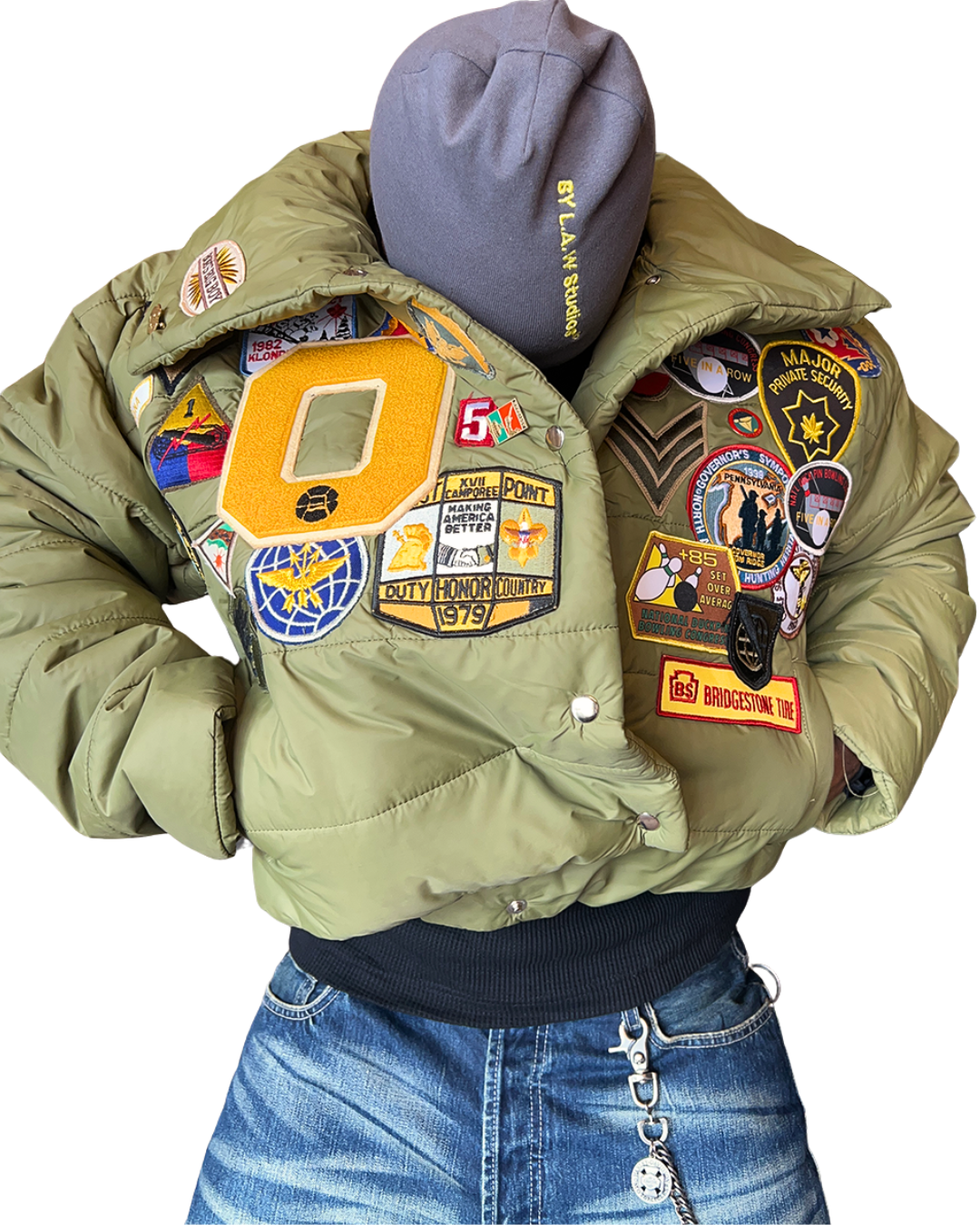 Patchwork Puffer Jacket Sz M