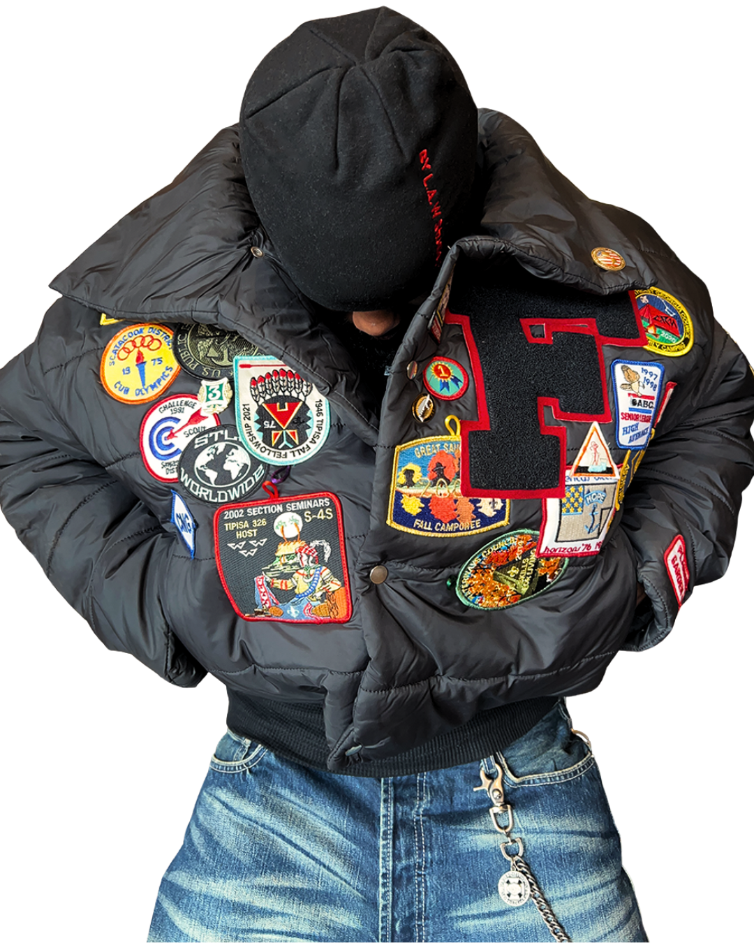 Patchwork Puffer Jacket Sz M