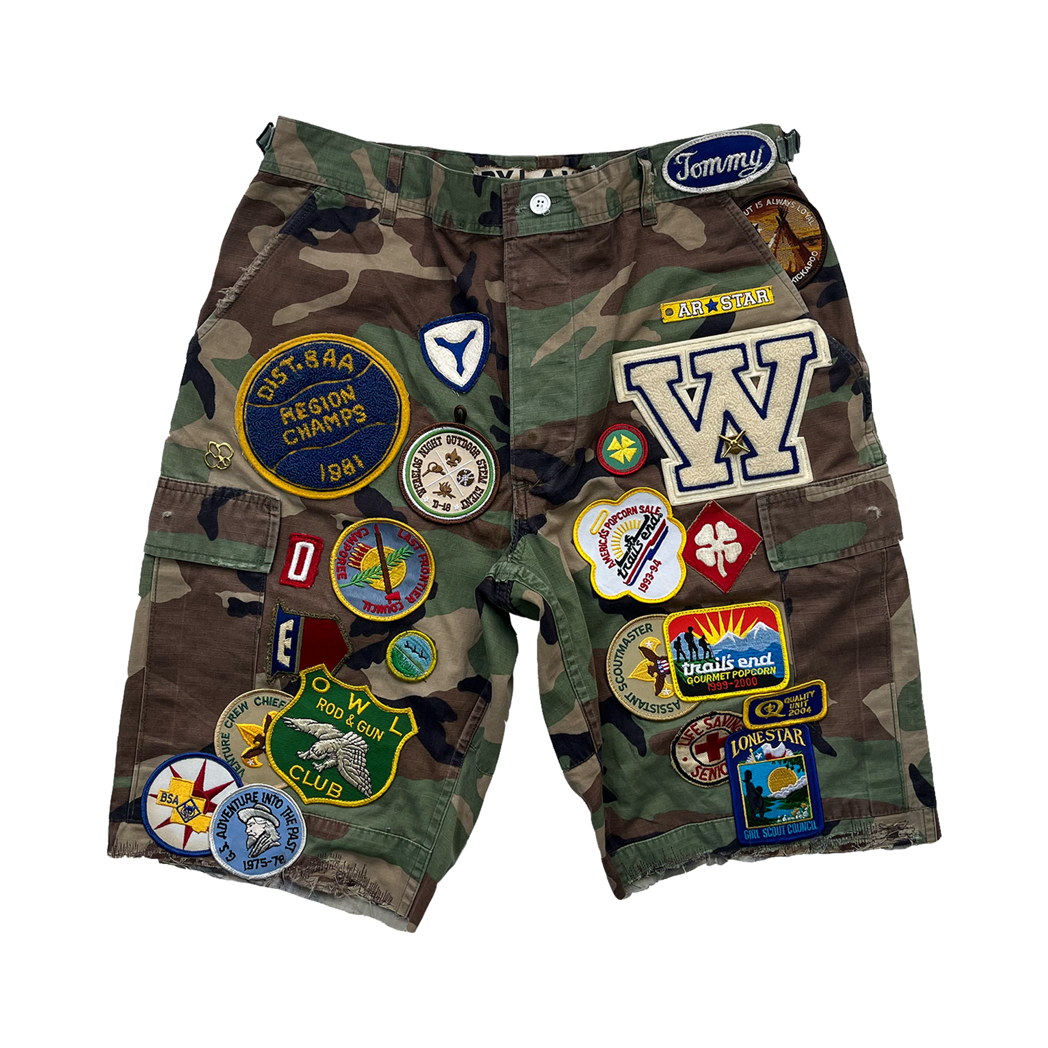 Double Sided Patchwork Camo Shorts