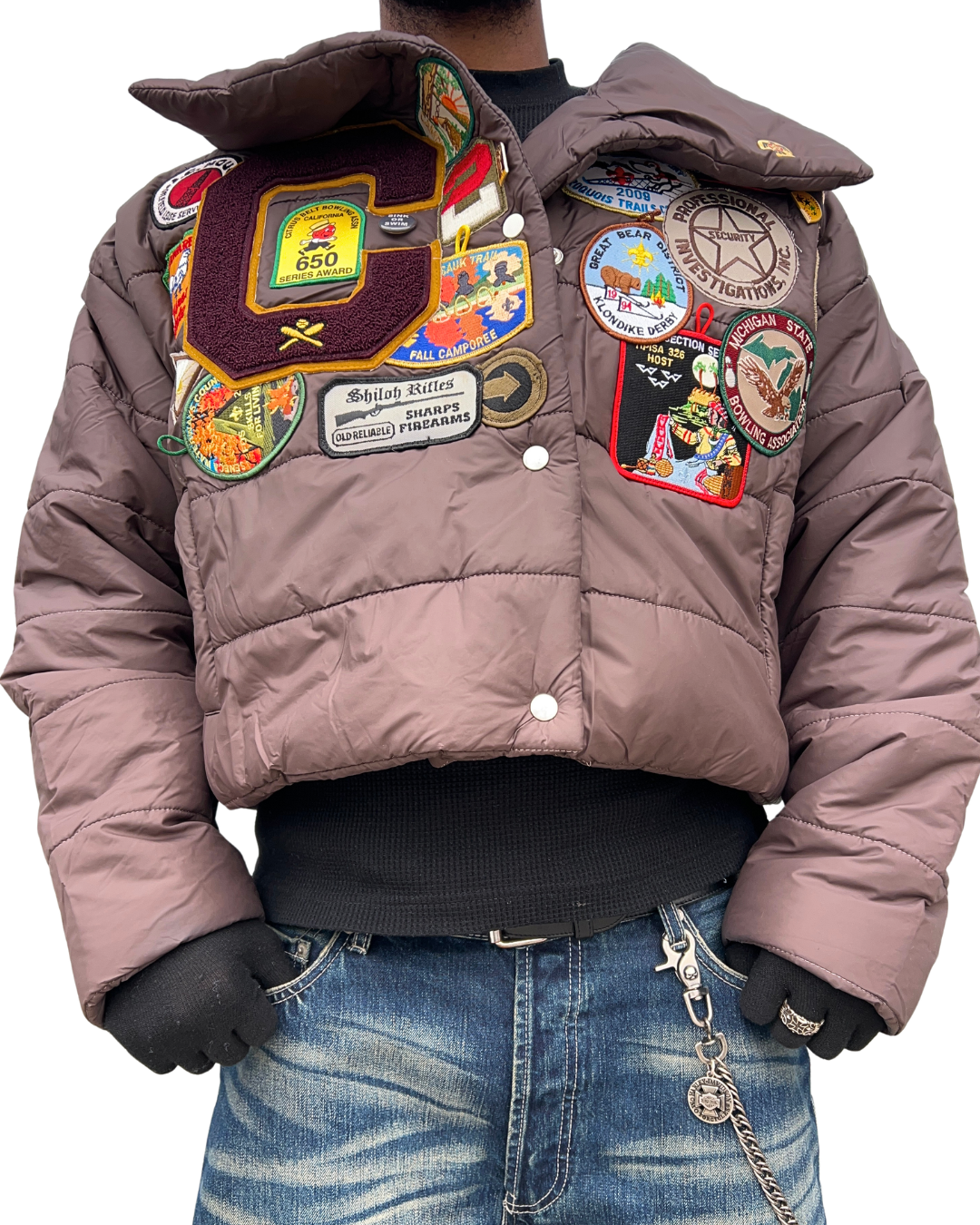 Patchwork Puffer Jacket Sz M